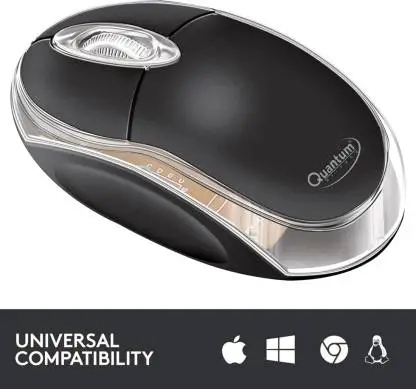 Quantum Qhm222 Wired Optical Mouse Usb 2.0, Black