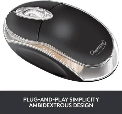 QUANTUM QHM222 Wired Optical Mouse USB 2.0, Black